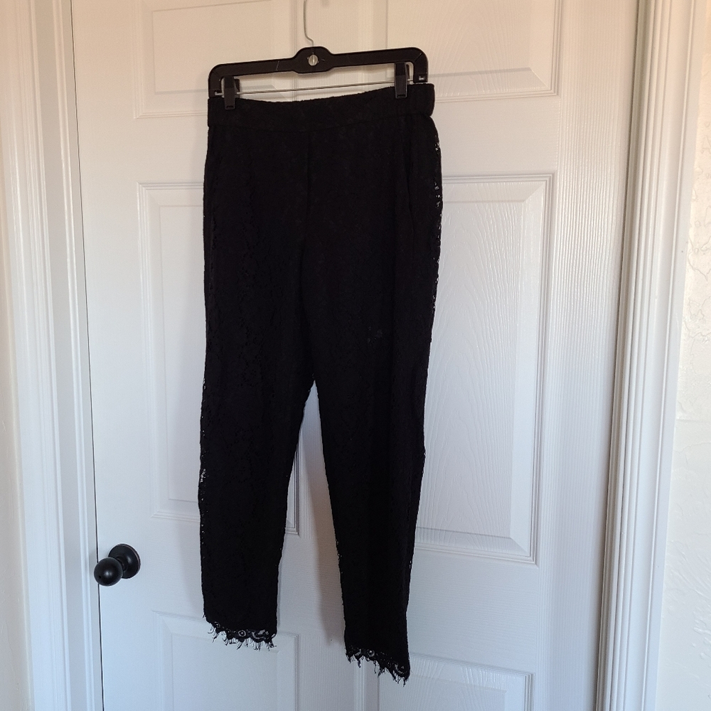 Lace ankle length J.Crew elastic waist trousers - black size 4